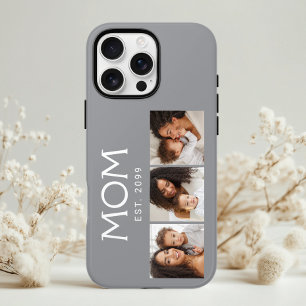 Coques iPhone 16 Pro Maman a établi la typographie grise moderne 3 Phot