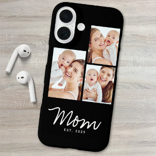 Coques iPhone 16 Maman a établi un script moderne noir 3 Photo