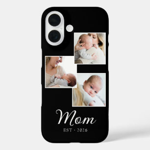 Coques iPhone 16 Maman a établi un script moderne noir 3 Photo
