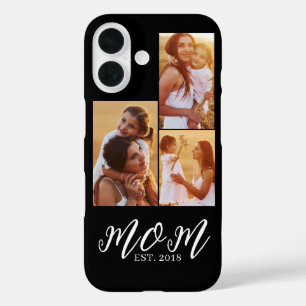 Coques iPhone 16 Maman a établi un script moderne noir 3 Photo