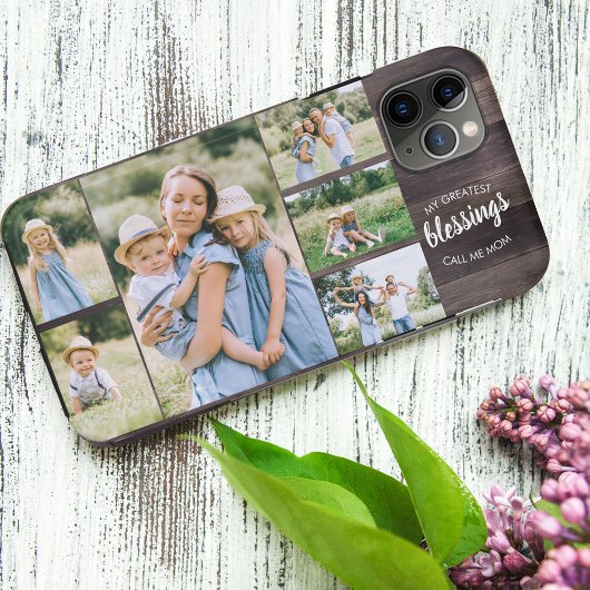Coques Case-Mate iPhone Maman Citation 6 Photo Collage Rustique Brown