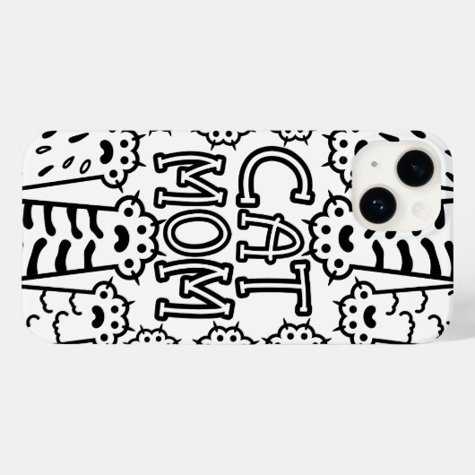 Coques Case-Mate iPhone Maman de chat monochrome (Verso (horizontal))