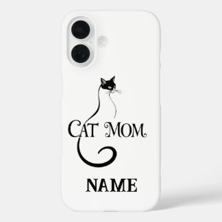 Coques iPhone 16 Maman de chat, Typographie minimaliste élégante de