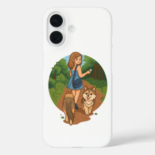 Coques iPhone 16 Maman de Chien Mignonne Marchant avec des Chiots s
