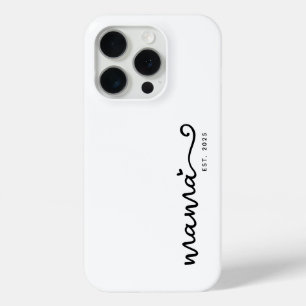Coque iPhone 15 Pro Maman Est. Script chic