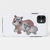 Coques Case-Mate iPhone Maman et bébé mignons d'hippopotame (Dos (Horizontal))