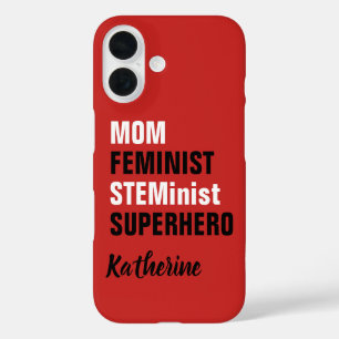 Coques iPhone 16 Maman Feminist STEM Superhero Nom Modèle