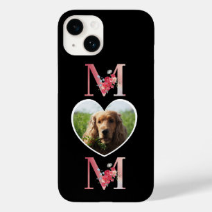 Coque Pour iPhone 14 Maman Floral photo du coeur du chien