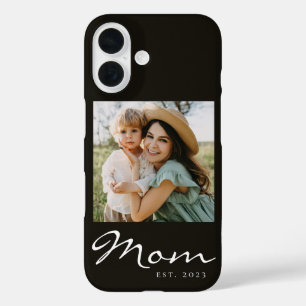 Coques iPhone 16 Maman noire établie script photo Case-Mate