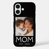 Coques Case-Mate iPhone Maman Typographie Photo Noir Établie (Verso)