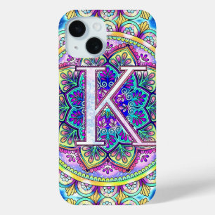 Coque Pour iPhone 15 Mandala alphabet K