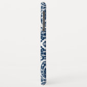 Coques Case-Mate iPhone Mandala Blanc Orné Sur Arrière - plan Bleu Marine (Dos/Gauche)