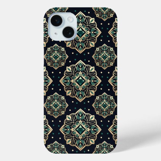 Coques Case-Mate iPhone Mandala émeraude dorée (Verso)