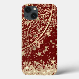 Case-Mate iPhone Case Mandala enchanteur avec étoiles d'or sur rouge