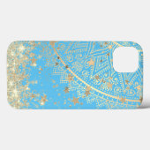 Coques Case-Mate iPhone Mandala envoûtant avec Gold Stars sur Turquoise (Verso (horizontal))