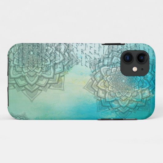 Coques Case-Mate iPhone Mandala fantaisie Script Turquoise Turquoise (Dos (Horizontal))
