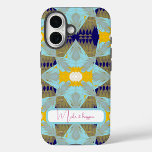 Coques iPhone 16 Mandala feuille d'or turquoise de luxe