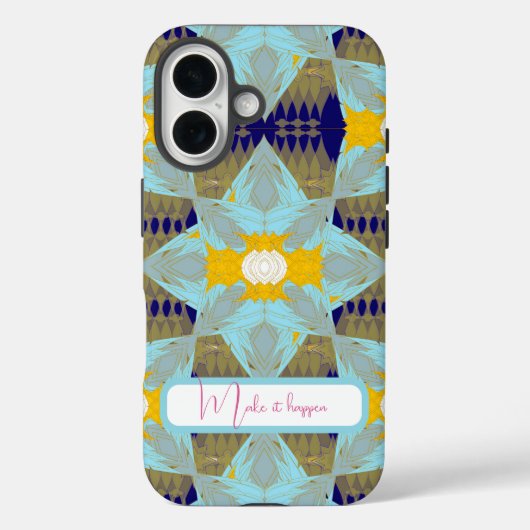 Coques Case-Mate iPhone Mandala feuille d'or turquoise de luxe (Verso)