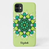 Coques Case-Mate iPhone Mandala fleur Abstraite nom vert (Dos)