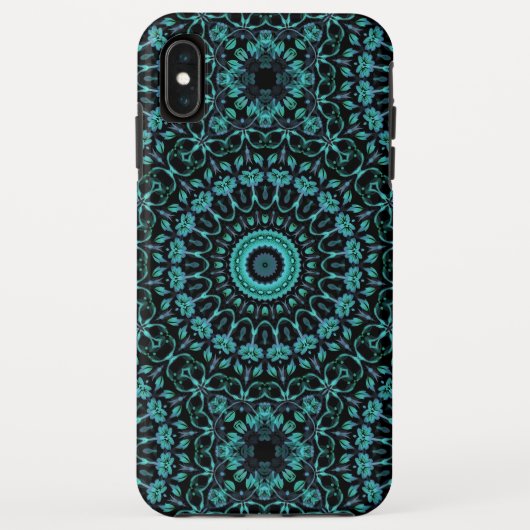 Coques Case-Mate iPhone Mandala floral turquoise foncé (Dos)
