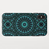 Coques Case-Mate iPhone Mandala floral turquoise foncé (Dos (Horizontal))