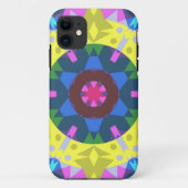 Coques Case-Mate iPhone Mandala Flower bleu jaune et rose (Dos)