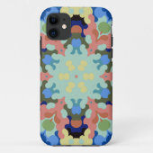 Coques Case-Mate iPhone Mandala Flower bleu rose et jaune (Dos)