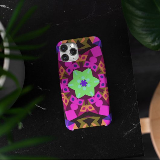 Coques Case-Mate iPhone Mandala Flower rose orange et vert
