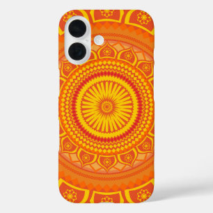 Coques iPhone 16 mandala indien Orange