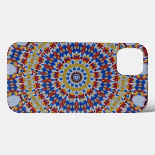 Coques Case-Mate iPhone Mandala jaune bleu (Verso (horizontal))
