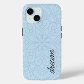Coques Case-Mate iPhone Mandala Moderne Bleu Poussiéreux Script (Verso)