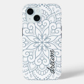 Coques Case-Mate iPhone Mandala Moderne Bleu Poussiéreux Script (Verso)
