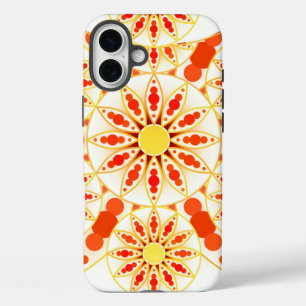 Coques iPhone 16 Plus Mandala motif, rouge brique, rouille, or
