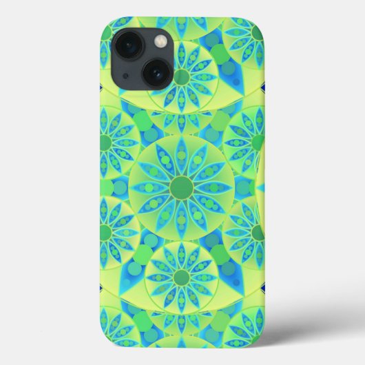 Coques Case-Mate iPhone Mandala motif, turquoise, bleu, vert citron (Verso)