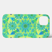 Coques Case-Mate iPhone Mandala motif, turquoise, bleu, vert citron (Verso (horizontal))