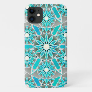 Coque Case-Mate Pour iPhone Mandala motif, turquoise, gris argenté et blanc