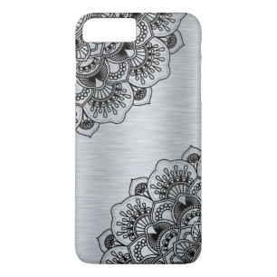 Case-Mate iPhone Case Mandala noir élégant avec dos métallique argenté