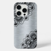 Coques Case-Mate iPhone Mandala noir élégant avec dos métallique argenté (Verso)