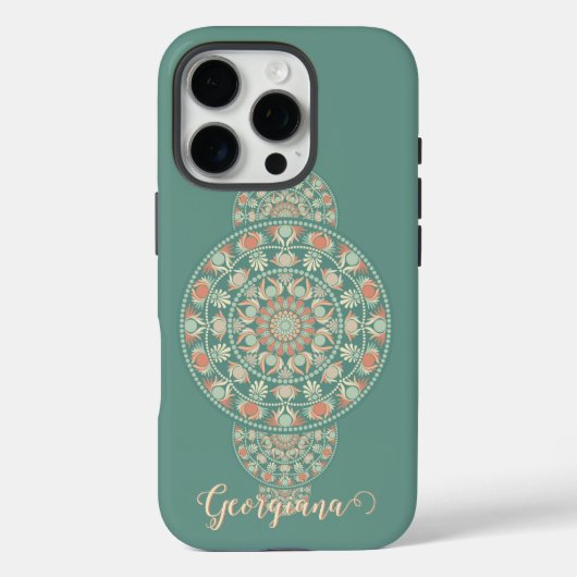 Coques Case-Mate iPhone Mandala Ornementale Rétro Sage & Sable customisé (Verso)