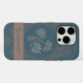 Coques Case-Mate iPhone Mandala personnalisé doré et sarcelle rococo à poi (Verso (horizontal))