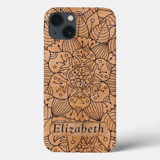 Coques Case-Mate iPhone Mandala personnalisé en bois sculpté (Verso)