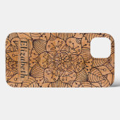 Coques Case-Mate iPhone Mandala personnalisé en bois sculpté (Verso (horizontal))
