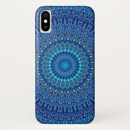Coques Case-Mate iPhone Mandala spirituel bleu de jardin d'agrément (Dos)