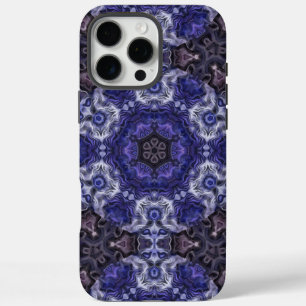 Coques iPhone 16 Pro Max Mandala Tourbillon Indigo Profond avec Motifs Flui
