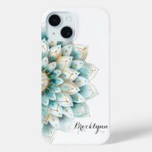 Coques Case-Mate iPhone Mandala Turquoise Gold Floral personnalisé (Verso)