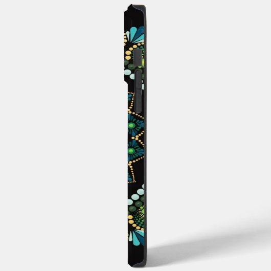 Coques Case-Mate iPhone Mandala vert | Peint main | Géométrie sacrée (Verso / Gauche)