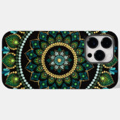 Coques Case-Mate iPhone Mandala vert | Peint main | Géométrie sacrée (Verso (horizontal))