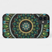 Coques Case-Mate iPhone Mandala vert | Peint main | Géométrie sacrée (Dos (Horizontal))
