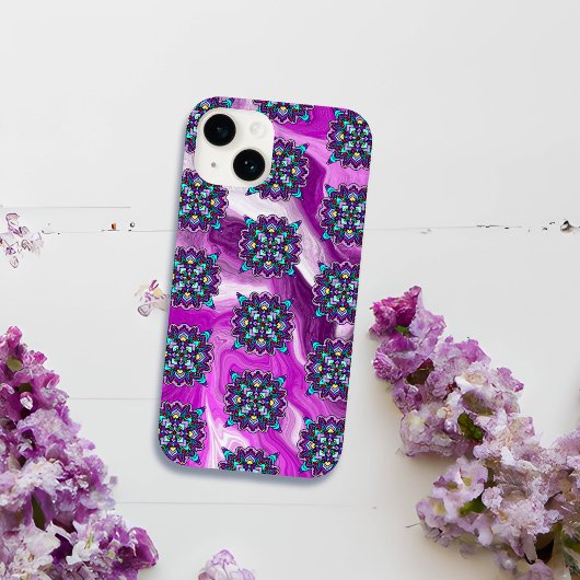 Coques Case-Mate iPhone Mandala violet et noir de couleur mystique