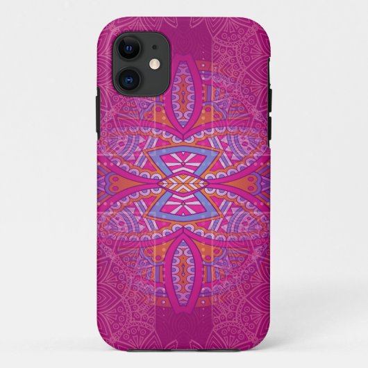 Coques Case-Mate iPhone Mandalas sur dessin à répétition rose (Dos)